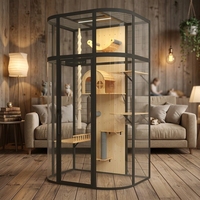 Maison pour chat et chien en bois massif sur mesure, grande taille, pour intérieur, avec porte transparente, villa pour chat, salon