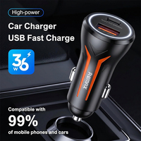 Cargador de Coche REMAX CC05 de 54W, Aleación de Zinc, USB-C y USB-A, con Luz LED, QC3.0, Doble Puerto, Carga Rápida