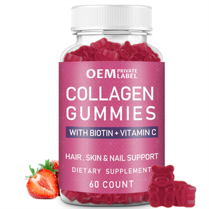 OEM Vegan Premium Collagène Gummies 5 <span class=keywords><strong>Types</strong></span> Biotine Vitamine C <span class=keywords><strong>Zinc</strong></span> pour la peau Ongles Cheveux Sans danger pour les femmes enceintes Suppléments à base de plantes - Product Image 1