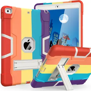 With Kickstand Anti-fall Silicone 3 n 1 Shockproof in PC Tablet Cover for iPad 10.2 Inch 7th 8th 9th Generation Case
