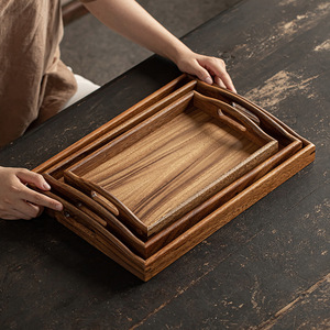Walnut wood household storage plates, tea <b>trays</b>, teapot holders, <b>dinner</b> plates, pastry plates, solid wood dessert and cake - Product Image 2