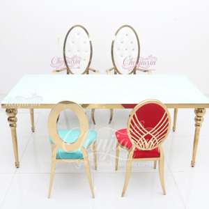 Venta al por Mayor 2026: Sillas y Mesas Rectangulares Modernas de Lujo de Vidrio y Acero Inoxidable para Bodas, Eventos y Fiestas VIP - Product Image 6