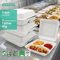 Conteneur alimentaire jetable personnalisé en pulpe de bagasse biodégradable, écologique, non toxique, rectangulaire, imperméable et résistant à la graisse