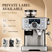 Máquina de Café Espresso Todo en Uno con Molinillo Integrado, Manómetro y Pantalla Digital, Personalización OEM/ODM, Suministro de Fábrica