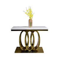 Table console d'entrée en marbre de luxe léger Table console d'entrée de salon carrée simple en titane italien et en or