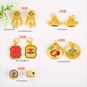 เครื่องประดับรูปกระดิ่งเคลือบทองสไตล์โบราณ ลวดลายมงคล ทำจากโลหะผสมสังกะสี เหมาะสำหรับทั้งชายและหญิง ใช้ตกแต่ง DIY หรือเป็นของขวัญ - Product Image 2