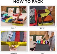 Ventes en gros d'usine, organisateurs de bagages de voyage de haute qualité, cubes de rangement pour valises, en polyester coloré, imperméables, avec fermeture éclair