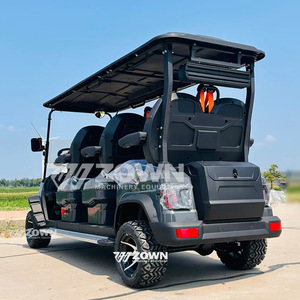Carrito de Golf Eléctrico Elevado para Seis Pasajeros con Techo Rígido Negro, Parabrisas Dividido y Neumáticos Todoterreno para Lodo, Ideal para Transporte en Resorts - Product Image 4