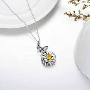 Liontin bunga lapisan dua warna kalung guci perak murni 925 asli untuk Kalung guci abu kremasi - Product Image 3
