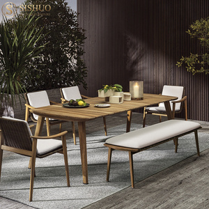 SISHUO Luxury Villa Leisure Patio Furniture Outdoor <strong>Teak</strong> Outdoor <strong>Dining</strong> <strong>Table</strong> and Chair Set - Product Image 2