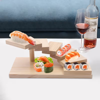 Plateau à sushi en bois à 7 niveaux, style japonais, présentoir à sushi créatif en forme d'escalier, supports à sushi en bois