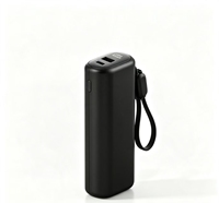 Batterie externe portable 10000 mAh avec charge rapide 22,5 W, câble intégré, écran LCD numérique, logo personnalisé OEM ODM