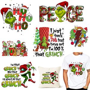 Cappello di Babbo Natale con Grinchy personalizzato in ferro per trasferimento termico DTF natale Grinches PET <span class=keywords><strong>Patch</strong></span> pronto a premere funzione cartone animato - Product Image 3