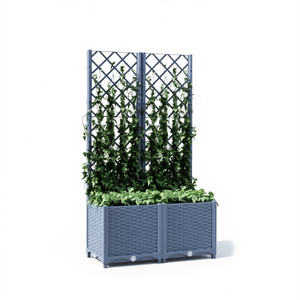 Maceta de Jardín de PP Azul Grisáceo de 31.5x15.7x53.5 Pulgadas con Soporte para Plantas, Macetas de Diseño Moderno para Uso en Jardín - Product Image 1