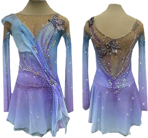 Robe de patinage <span class=keywords><strong>artistique</strong></span> personnalisée pour filles et adolescentes, robes de patinage sur <span class=keywords><strong>glace</strong></span> violettes, costumes de compétition, salle de bal, gymnastique et fitness pour femmes - Product Image 4