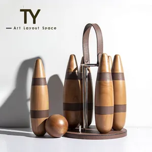 Modern simple light luxury model room home hotel sales office creative leather solid wood bowling decorative ornaments