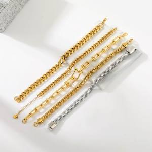 Cadenas de Pulsera de Acero Inoxidable Chapadas en Oro Surtidas Que No Se Deslustran |   Cadena de cuerda, tipo serpiente |   Pulsera de Caja | Cadenas para la Fabricación de Joyería - Product Image 2