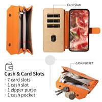 Étui en cuir OEM Litchi PU+TPU avec porte-cartes, étui portefeuille en cuir pour iPhone 17, 17 Pro, 17 Pro Max A-2633