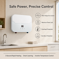 Pemanas Air Listrik Mini Tanpa Tangki 5kw Kontrol Sentuh Pemanasan Instan Terpasang di Dinding Untuk Penggunaan Dapur