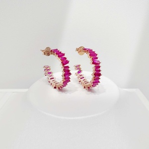 Pendientes de plata 925 al por mayor, de lujo, con cristales talla baguette, geométricos, de oro de 14k, con circonita cúbica, para fiesta, estilo occidental, para mujer. - Product Image 2