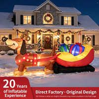 Décoration de jardin de Noël gonflable Yulong en Oxford, renne et traîneau du Père Noël, avec LED, gonflable, pour extérieur, 2,4 m
