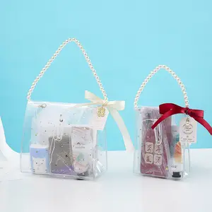 शादी के स्मृति चिन्ह, दुल्हन की सहेलियों के उपहार, कैंडी बक्से, पीवीसी बैग, पैकेजिंग, मोती के हैंडल वाले छोटे उपहार बैग