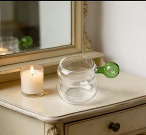 Tasse à boire en <span class=keywords><strong>verre</strong></span> monocouche en forme de <span class=keywords><strong>gourde</strong></span> transparente résistante à la chaleur de style japonais avec poignée en boule colorée - Product Image 4