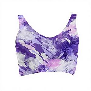 Sujetador deportivo de alto impacto para mujer con logo frontal, almohadillas extraíbles, cuello en U, transpirable, tela de elastano/poliéster para fitness, yoga y entrenamiento. - Product Image 3