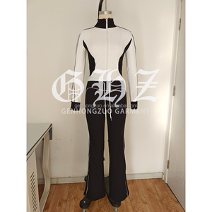 Bộ đồ nữ Y2K phối màu, áo khoác dài ôm sát và chân váy, mặc nhà mùa thu đông, in logo tùy chỉnh, bộ 2 món - Product Image 3