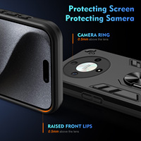 Coque de téléphone pour Honor 50 70 Lite Pura 90 Pro Max Nova 13 9 avec support magnétique pour voiture, coque arrière hybride TPU+PC avec anneau de maintien