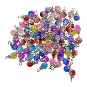 50x ciondoli di perle di vetro Crackle ciondoli di gemme floreali perline e assortimenti di perline per gioielli fai da te - Product Image 4