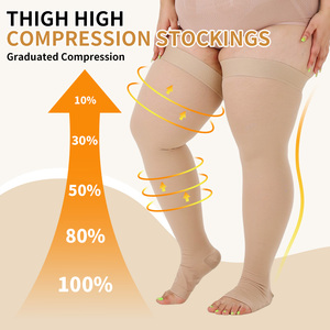 Chaussettes <span class=keywords><strong>de</strong></span> compression pour femmes, hauteur cuisse, <span class=keywords><strong>classe</strong></span> <span class=keywords><strong>2</strong></span>, 20-30 mmHg, à bout ouvert, antidérapantes, soutien médical pour le soulagement des varices et des gonflements - Product Image 2