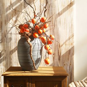 Yihua Floral Art Fleur artificielle en soie de kaki, Décoration intérieure, Style rétro américain, Plante bionique - Product Image 2