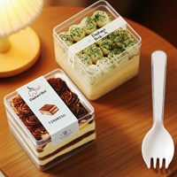 Boîte à pâtisserie transparente recyclable en PS de haute qualité, conteneur d'emballage durable pour gâteau tiramisu, dessert imprimé UV, sucré