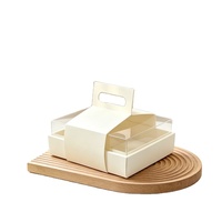 Boîte à gâteau carrée blanche en papier avec couvercle transparent