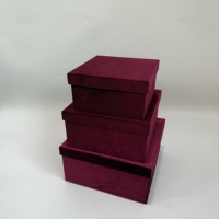 Boîte carrée en velours de haute qualité, ensemble de 3 pièces, boîte à fleurs, boîte cadeau en velours, boîte à roses en velours pour la Saint-Valentin