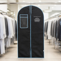 Housse de protection pour vêtements en non-tissé avec logo personnalisé, poche transparente zippée, pour costumes, smokings, robes et manteaux