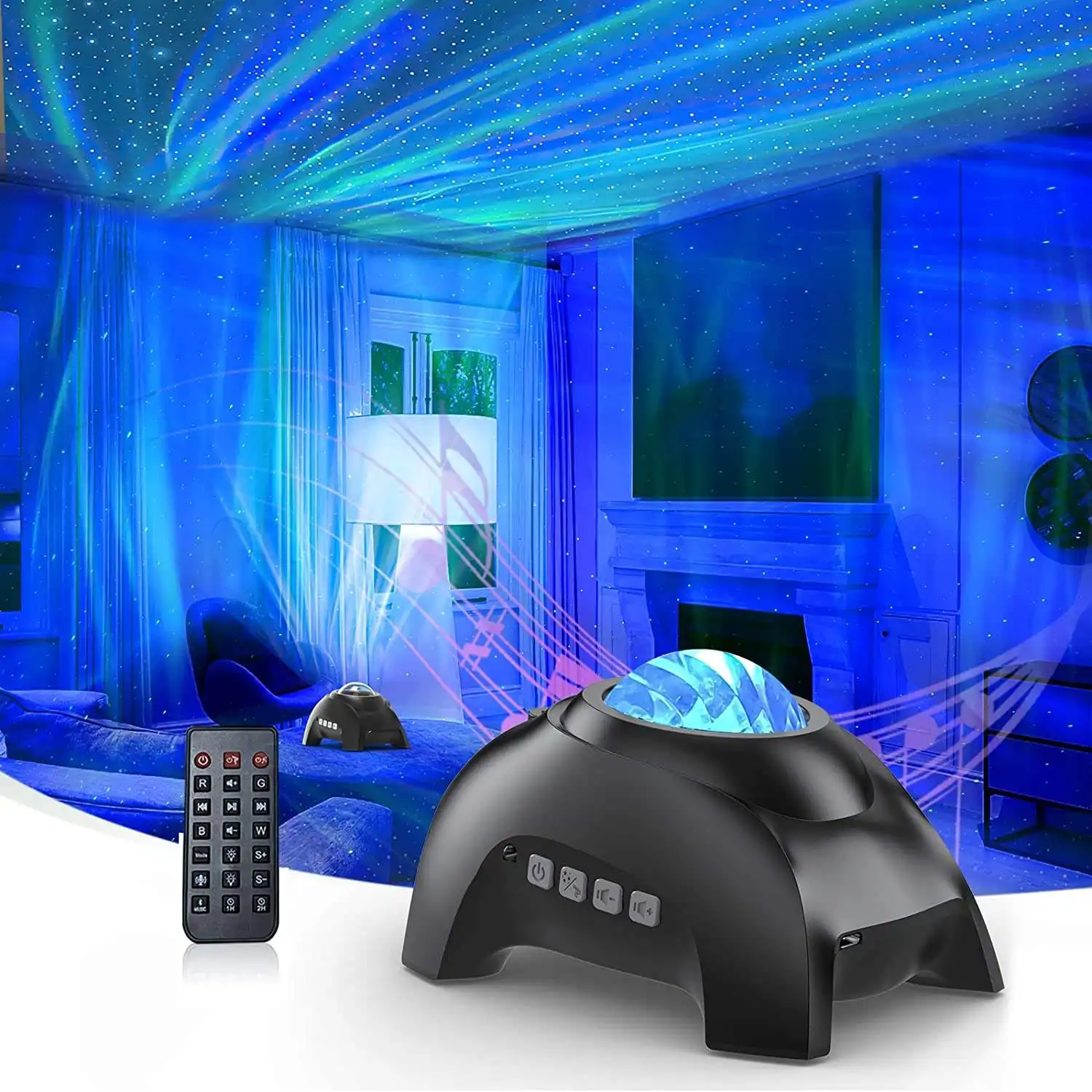 Projector Night Light Northern Light Projection Rotate Led Lamp Music Speaker Bedroom Decor Aurora Projector Star