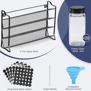 ชั้นวางเครื่องเทศสี่ชั้น ทำจากเหล็กดัด ไม่ต้องเจาะ ตู้เก็บของในครัว สำหรับขวดเครื่องปรุงรส ฝาปิดสนิท ขนาด L - Product Image 3