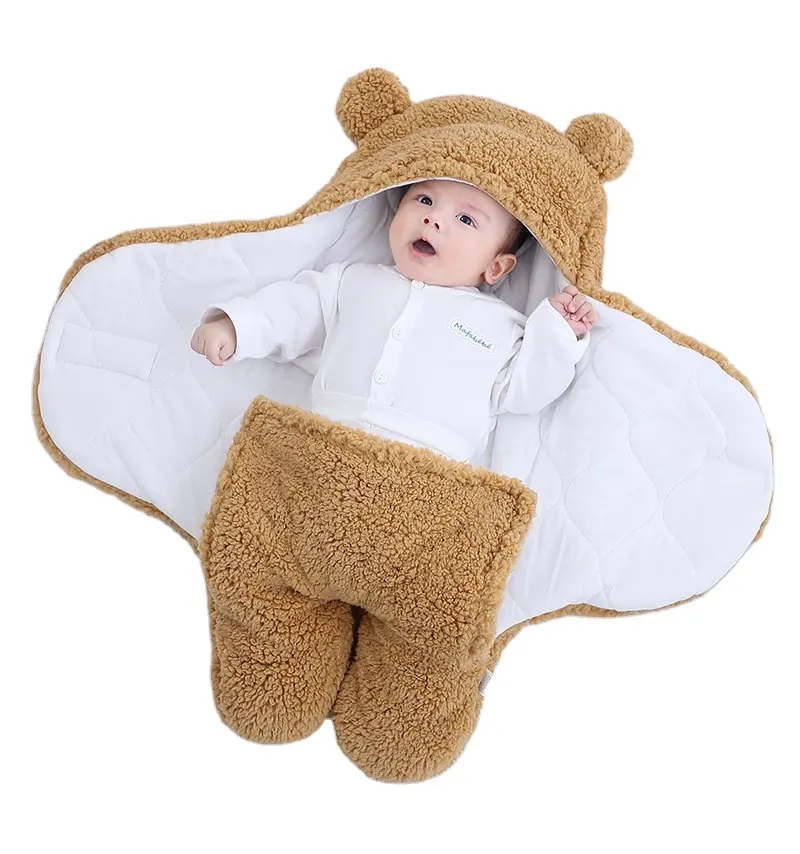 Lembut Bayi Bayi Bungkus Selimut Bayi Kantong Tidur Saat untuk Bayi Baru Lahir Tidur Nyenyak 100% Katun Menebal Cocoon untuk Bayi 0-9 Bulan