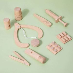 Jeu de rôle médical pour tout-petits en bois naturel, kit de docteur pour enfants de 3 ans et plus - Product Image 3