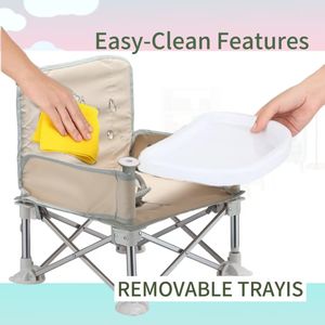 <span class=keywords><strong>Chaise</strong></span> haute d'appoint pliable et réglable en métal <span class=keywords><strong>gris</strong></span> pour enfants, idéale pour l'alimentation en extérieur - Product Image 2