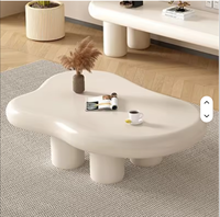 Ensemble de tables basses modernes pour la maison, couleur crème, design en forme de nuage ondulé, table centrale pour le salon