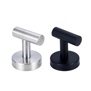 Modern <b>Wall</b>-Mounted Robe Hook Brushed Nickel and Black Minimalist Design Easy Installation for Home Bathroom Use - Product Image 1