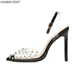 Sandalias de Tacón Alto Transparentes con Remaches para Mujer, Estilo Sexy, 2020 - Product Image 6