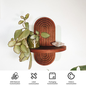 Mini estante de pared moderno de arce de mediados de siglo, estante flotante Boho Art Deco para plantas de tocador, Catchall, 4 opciones de madera - Product Image 6