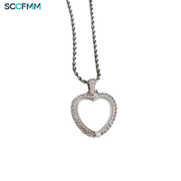 Colliers pendentifs rotatifs double face en alliage de zinc vierge pour sublimation, en forme de cœur, pour impression par transfert thermique de logo, photo, bijoux, cadeau