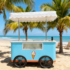 OEM New Electric Small Customizable Ice Cream Mobile Kitchen Food Dining Cart For Sale - Product Image 4