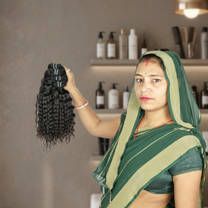 100% Extensions de cheveux humains du temple indien bouclés noirs soyeux naturels non traités Cuticule brute alignée Style de boucles vierges - Product Image 1