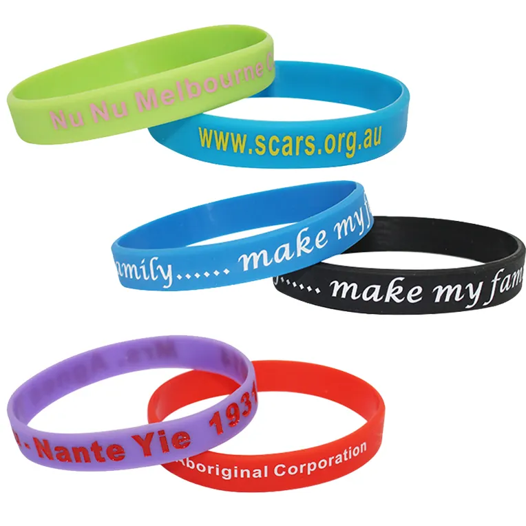 Braccialetto di gomma in Silicone personalizzato stampato bracciale da polso motivazionale con Logo personalizzato per braccialetto di amicizia a mano